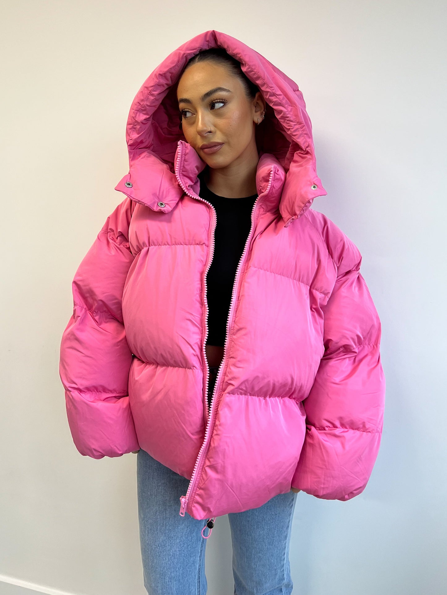 PREMIUM HOODED PUFFER PINK