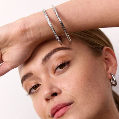 Krystal Bangle Sølvfarvet 4mm