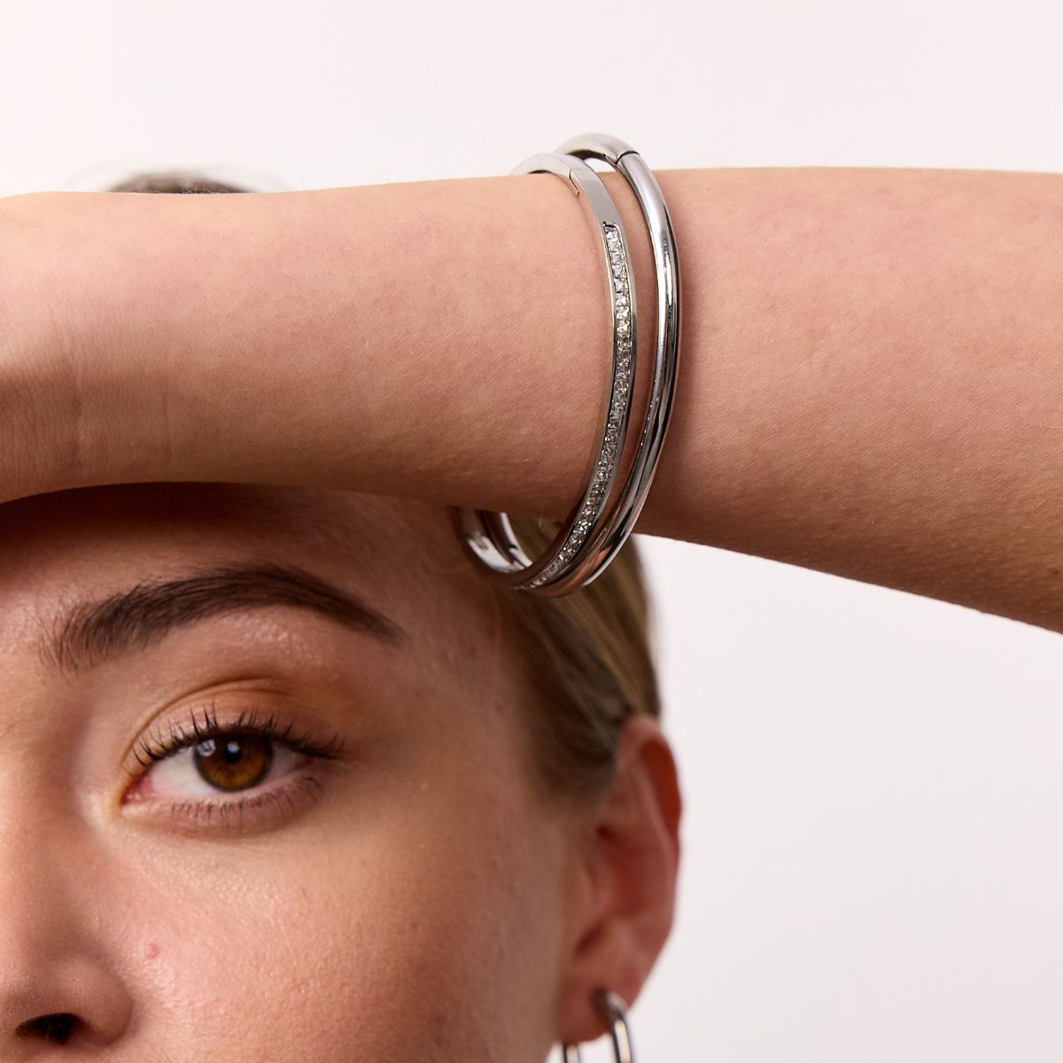 Krystal Bangle Sølvfarvet 4mm