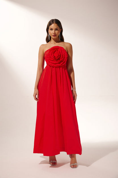 Frederica Flower Strapless Maxi-jurk