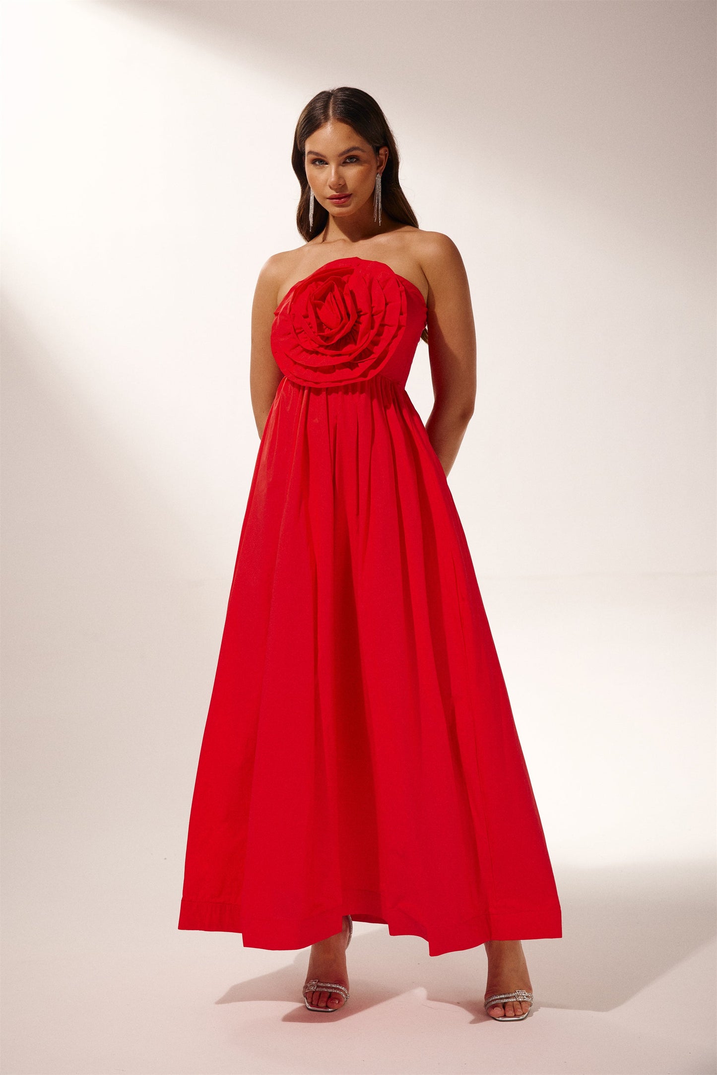 Frederica Flower Strapless Maxi-jurk