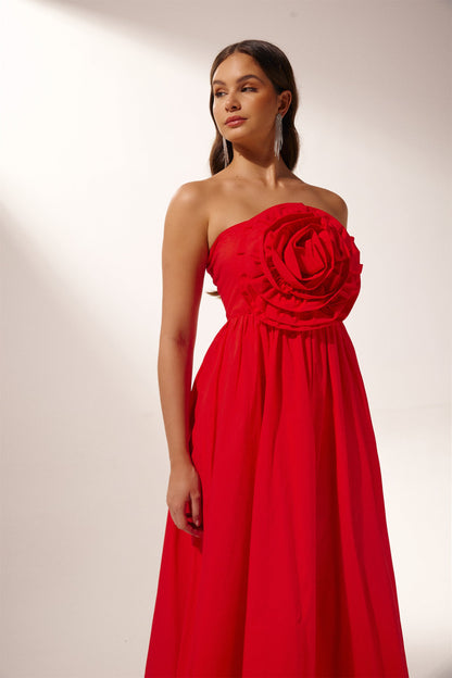 Frederica Flower Strapless Maxi-jurk