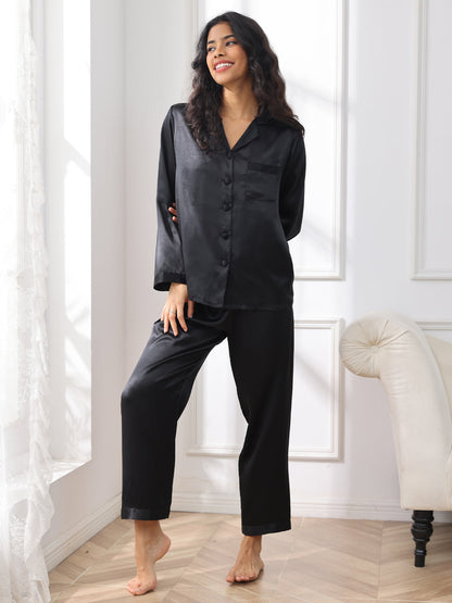 Zuivere Zijde Button Up Dames Pyjama Set