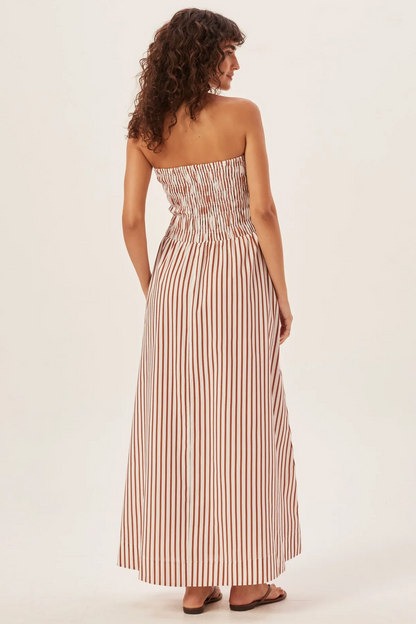 Maud gesmokte streep tube maxi dress