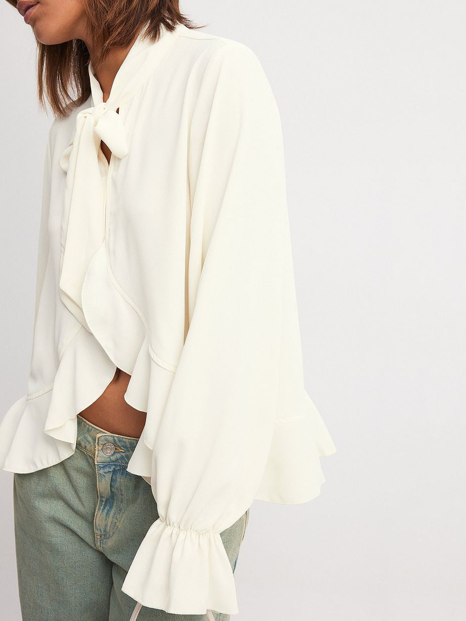 Off-White Blouse met ruches en strik