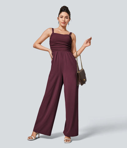 Breezeful™ Rückenfreier, überkreuzter Jumpsuit mit Seitentaschen,  schnell trocknend