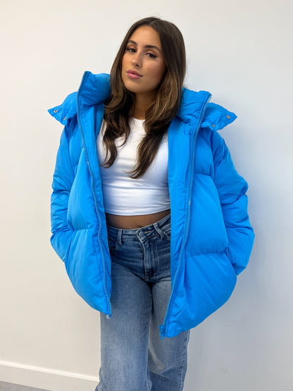 PREMIUM HOODED PUFFER BLUE