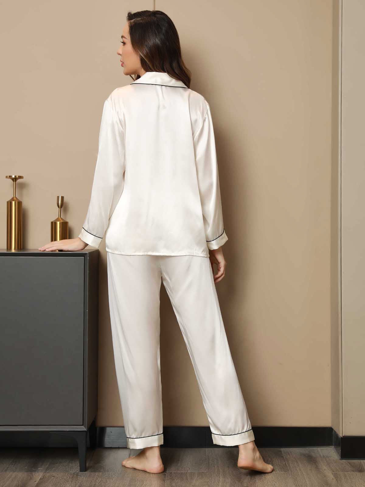 Moerbei Zijde Binding Trim Pyjama Set 2Pcs