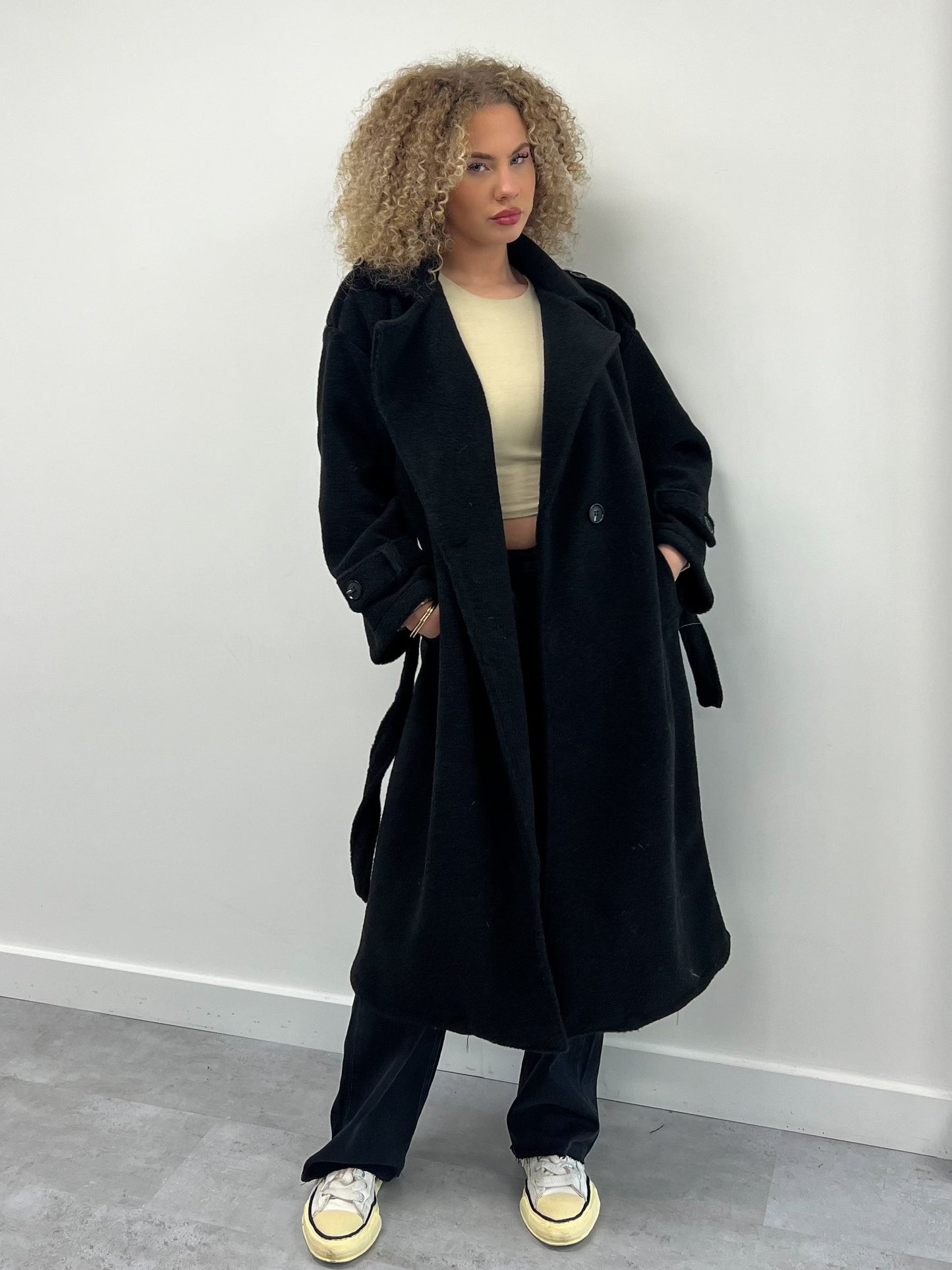 ROYAL FLUFFY TRENCH BLACK