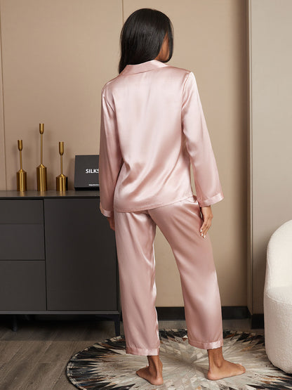 Dames 100% Moerbeizijde Pyjama Set Met Lange Mouwen