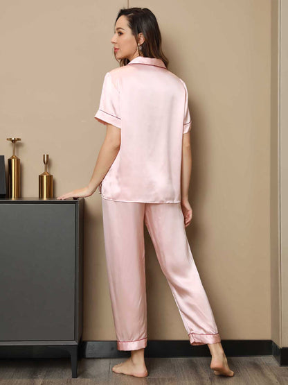 Moerbei Zijde Binding Trim Pyjama Set