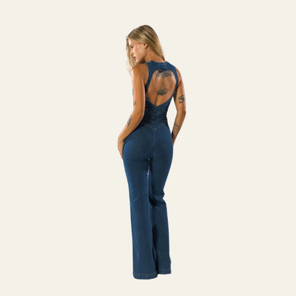 CAPRI CURVE-HUGGING DENIM JUMPSUIT