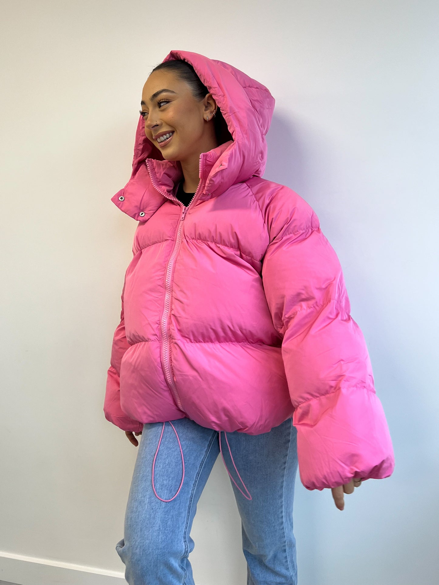 PREMIUM HOODED PUFFER PINK