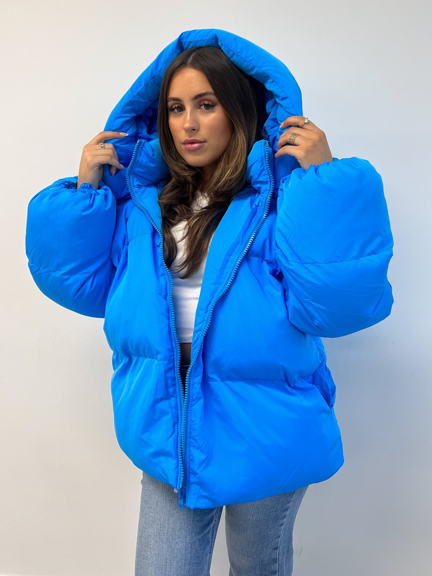 PREMIUM HOODED PUFFER BLUE