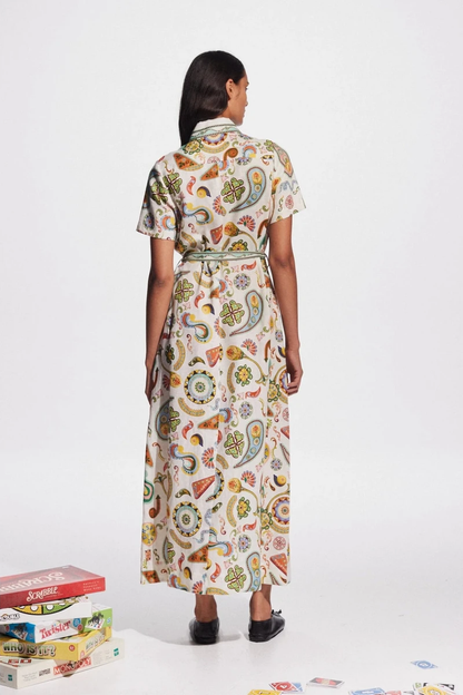 Anouche Maxi-jurk met korte mouwen en paisleymotief