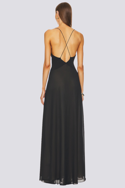 Ava Spaghetti Plunge Neck Maxi Jurk