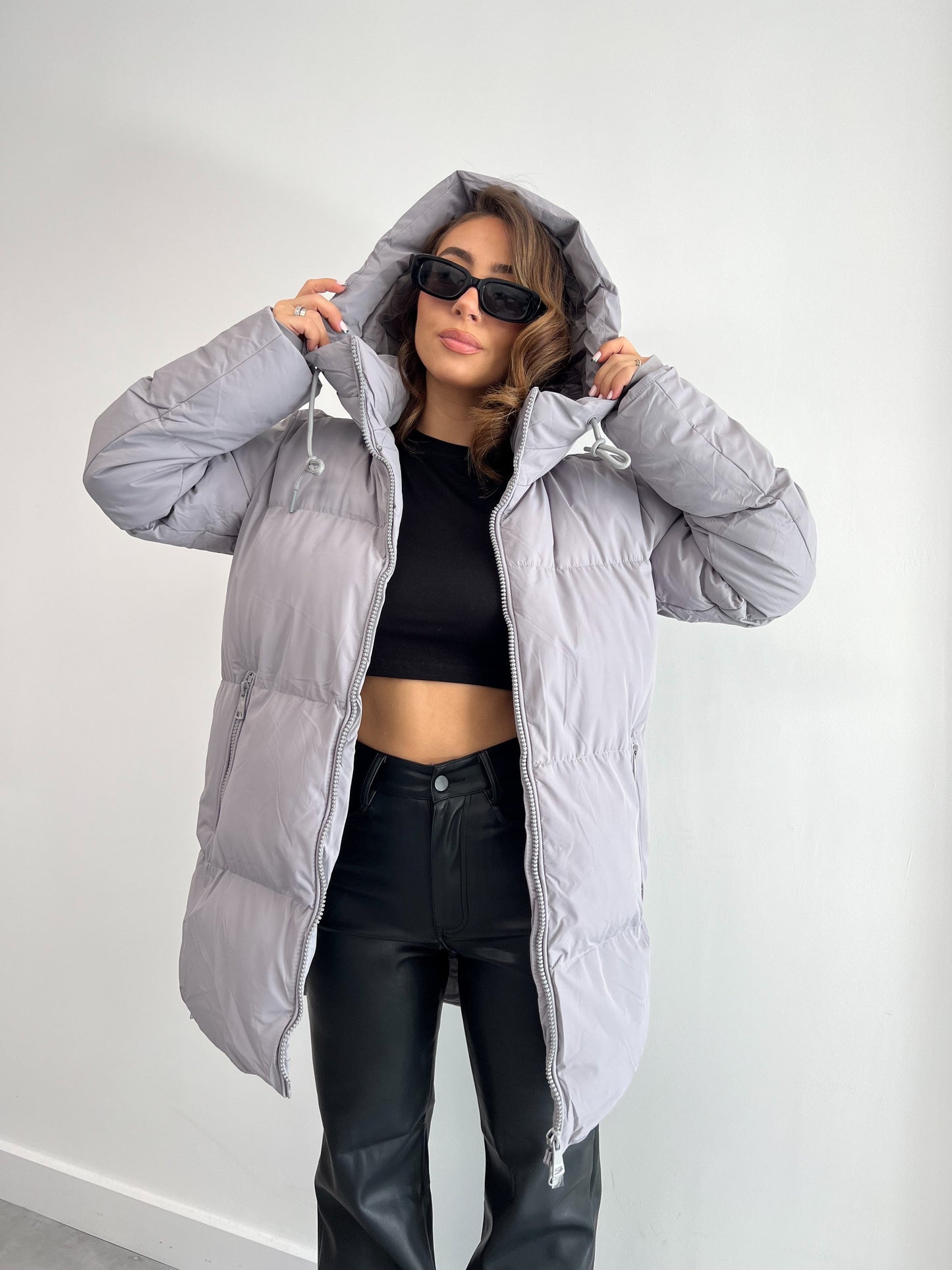 MIDI PUFFER COAT GREY