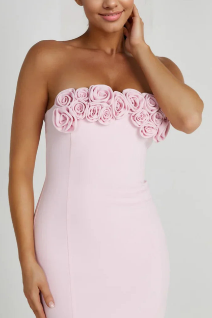 Blaise strapless bloemen mini-jurk