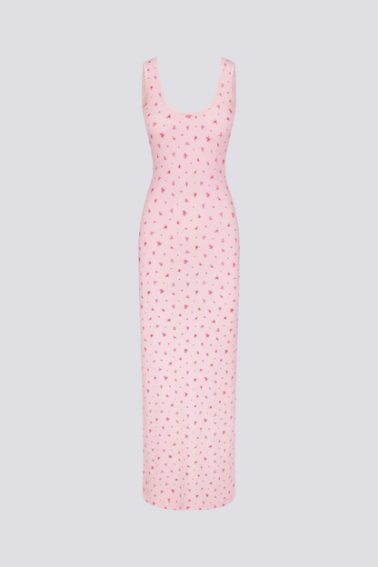 Cerise Floral Maxi-jurk met open rug