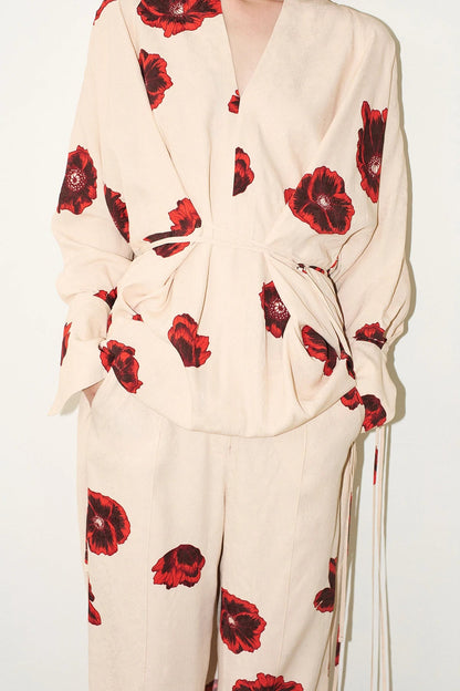 Sahara Print Kimono Jurk - Coquelicot