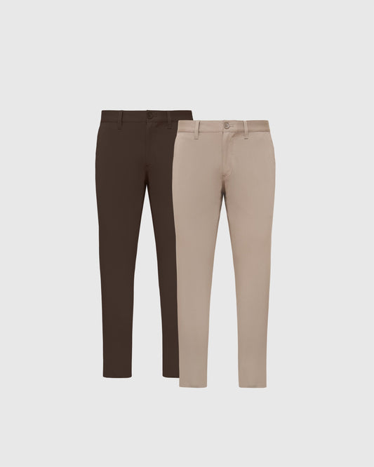 Khaki & Dark Oak Slim Twill Chino Pant 2-Pack