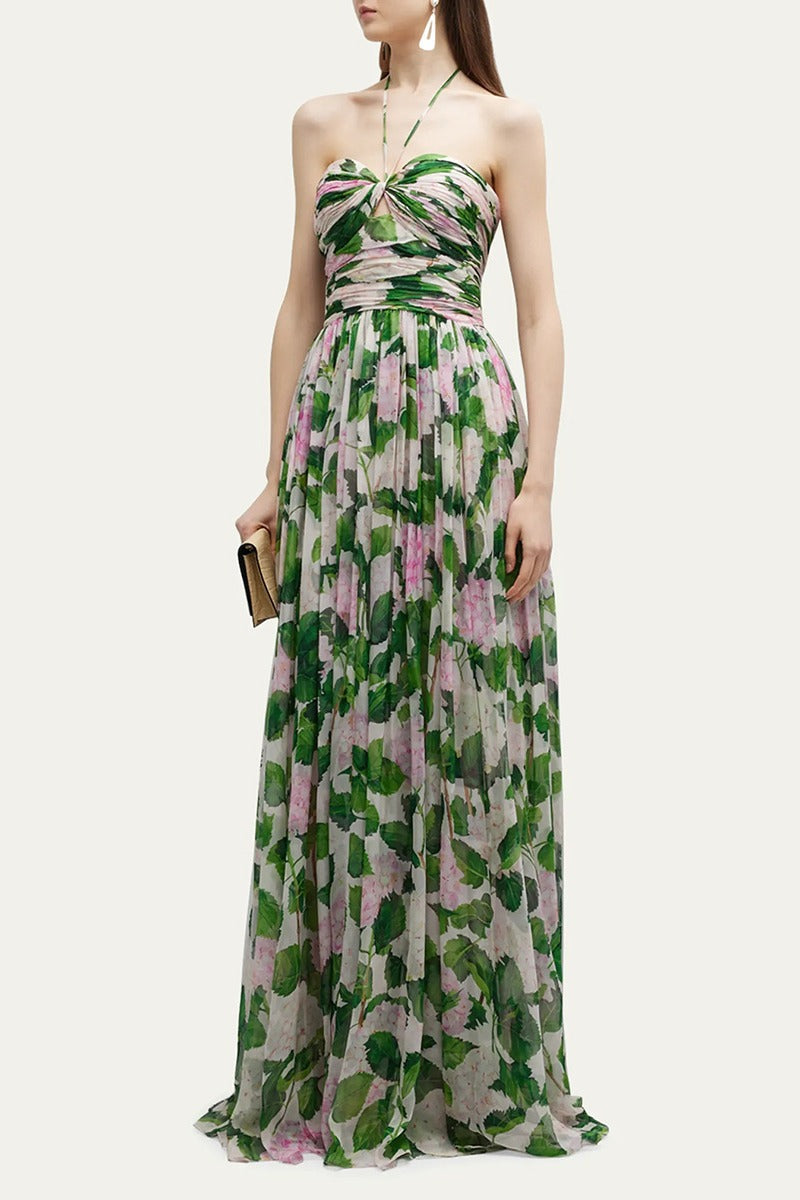 Madelaine Halterneck Bloemen Maxi Jurk