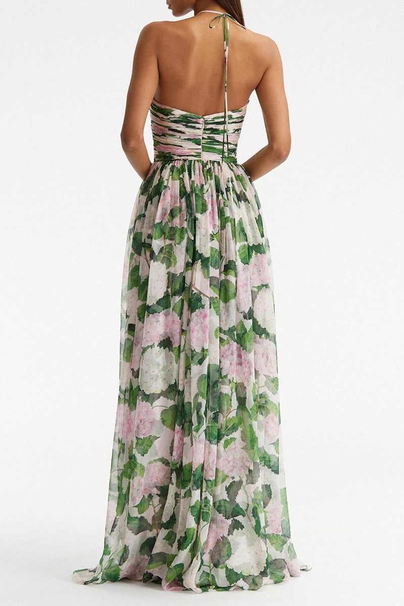 Madelaine Halterneck Bloemen Maxi Jurk