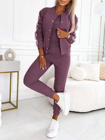 3-PIECE SET WITH BASEBALL JACKET & PANTS – FOR WOMEN