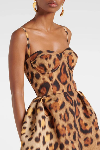 Bustier midi-jurk met dierenprint