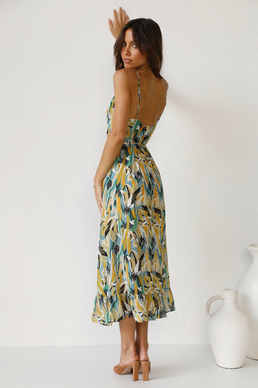 Adela Midi-zomerjurk met ruches en print