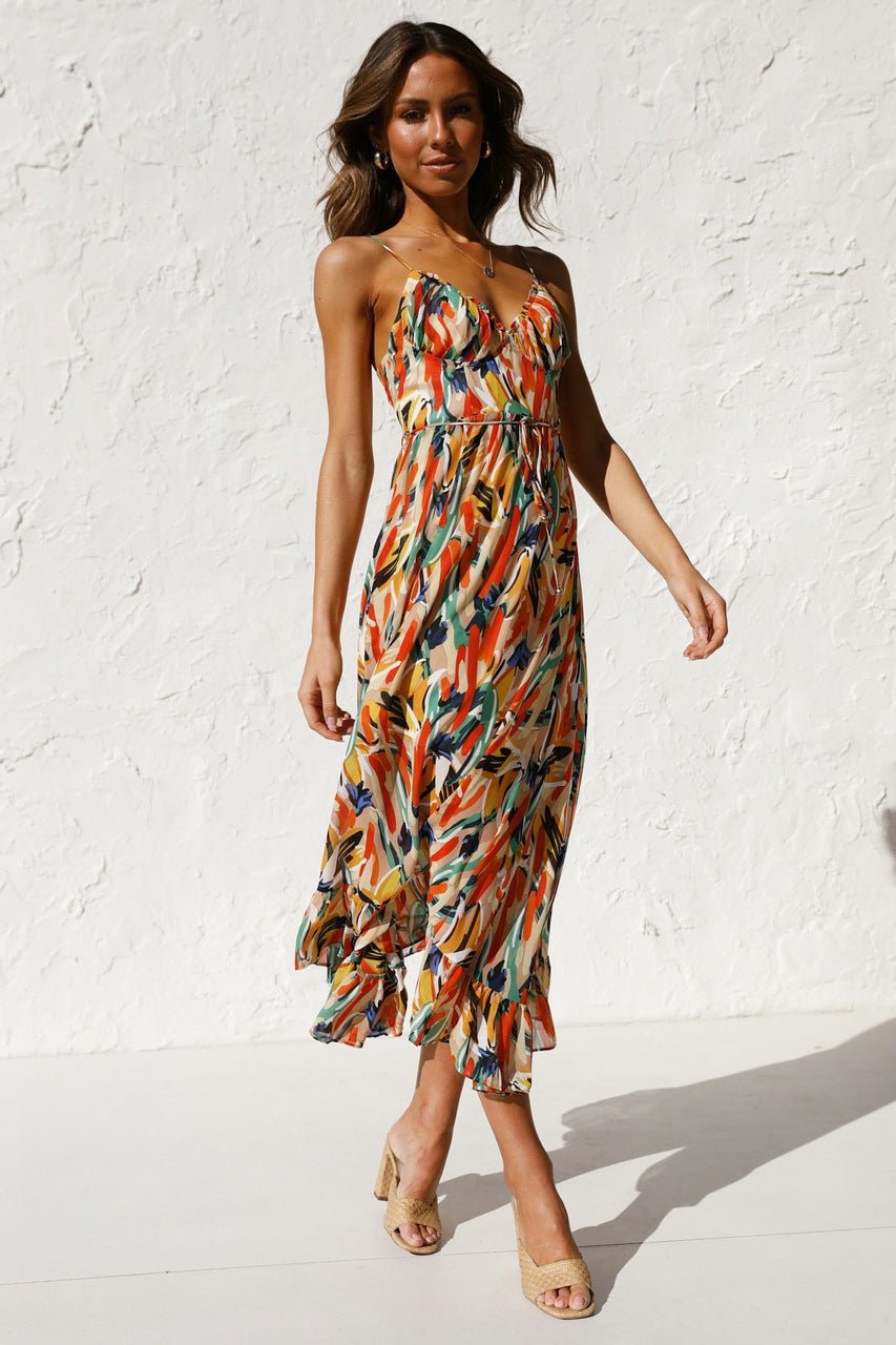 Adela Midi-zomerjurk met ruches en print