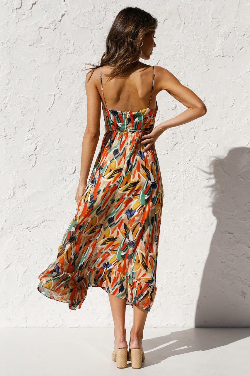 Adela Midi-zomerjurk met ruches en print