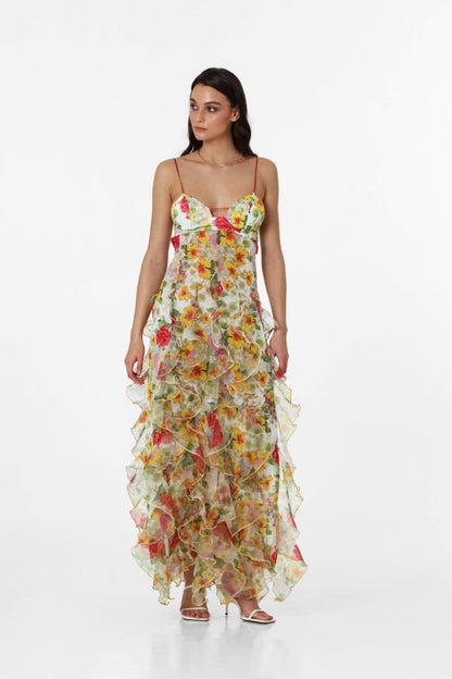 Alexia Ruffle Transparante Maxi-jurk