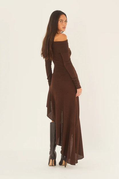 Alisa Off-shoulder Flare Midi Breijurk