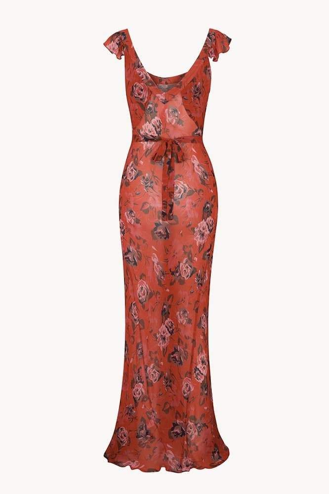 Alison Maxi-jurk met bloemenprint en U-hals