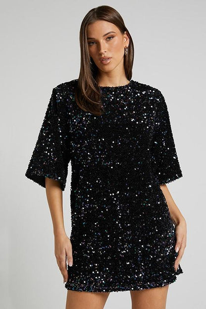 Alma Sequins Mini-jurk zonder rug