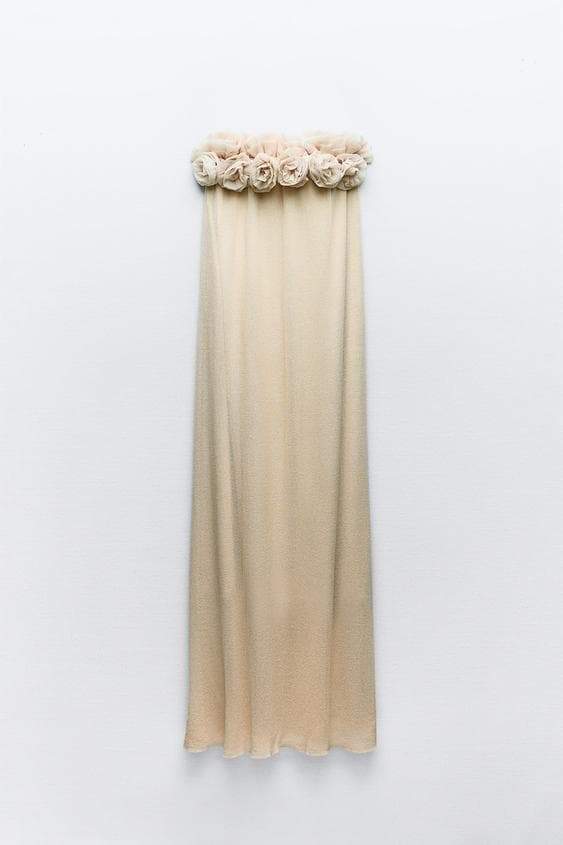 Alva Floral Knit Strapless Maxi-jurk