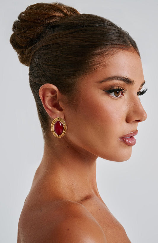 Azra Earrings - Red/Gold