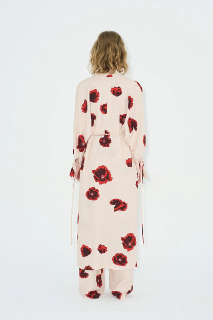 Sahara Print Kimono Jurk - Coquelicot