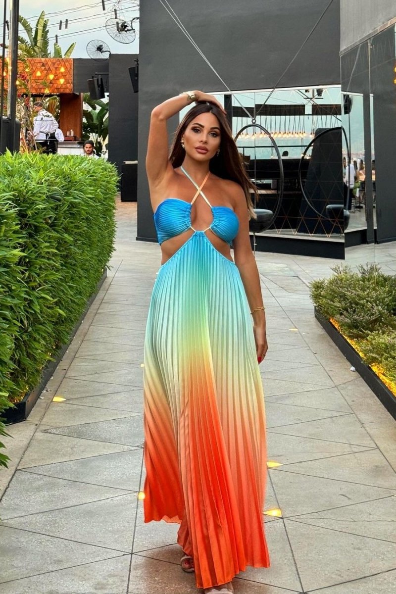 Belle Gradient Geplooide Maxi-jurk