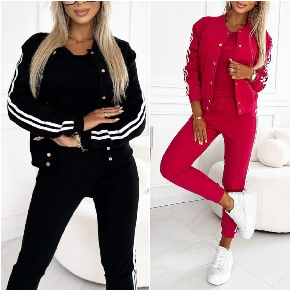 3-PIECE SET WITH BASEBALL JACKET & PANTS – FOR WOMEN