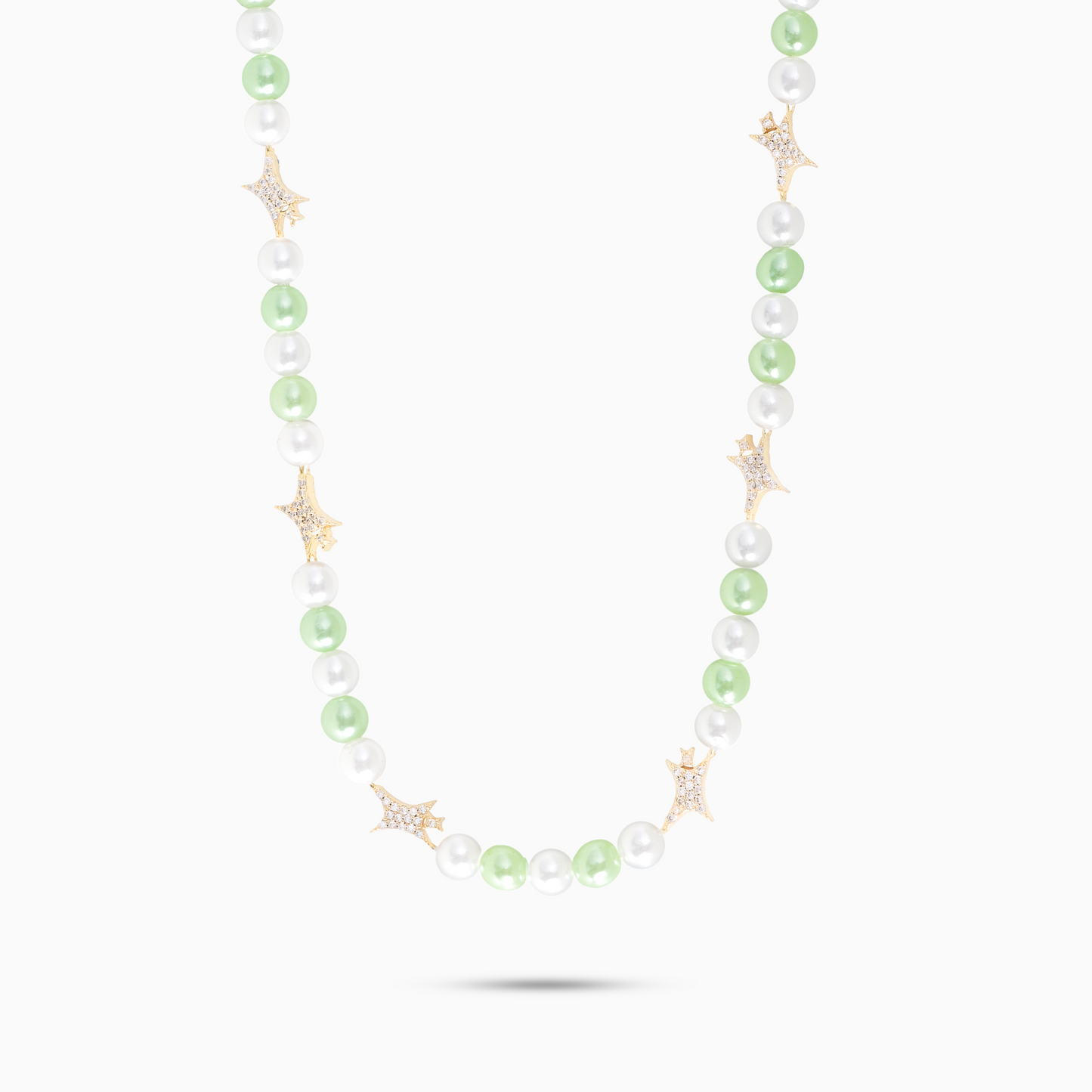 Signature Gold pearl Chain - White and Green