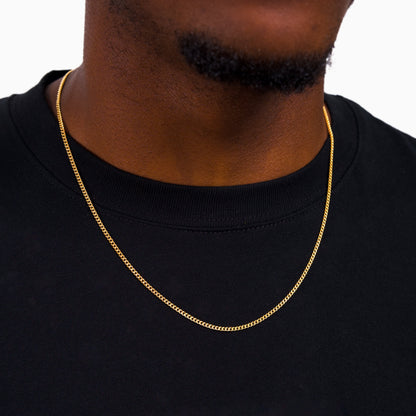 Cuban link chain 2 mm gold