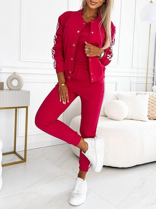 3-PIECE SET WITH BASEBALL JACKET & PANTS – FOR WOMEN