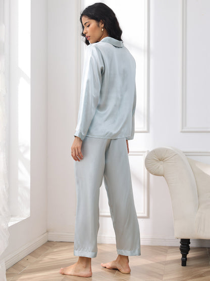 Zuivere Zijde Button Up Dames Pyjama Set