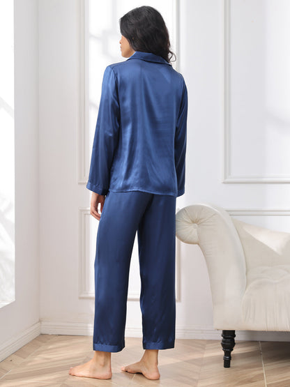 Zuivere Zijde Button Up Dames Pyjama Set