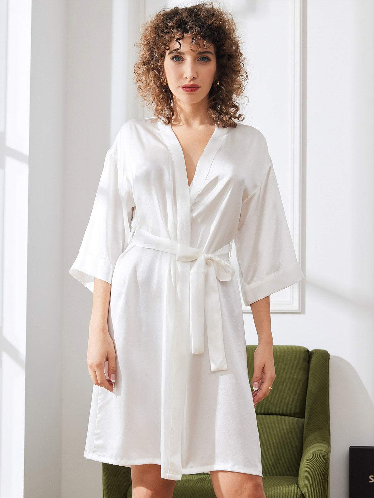 Moerbei Zijde Belted Wrap Dames Nacht Kamerjas