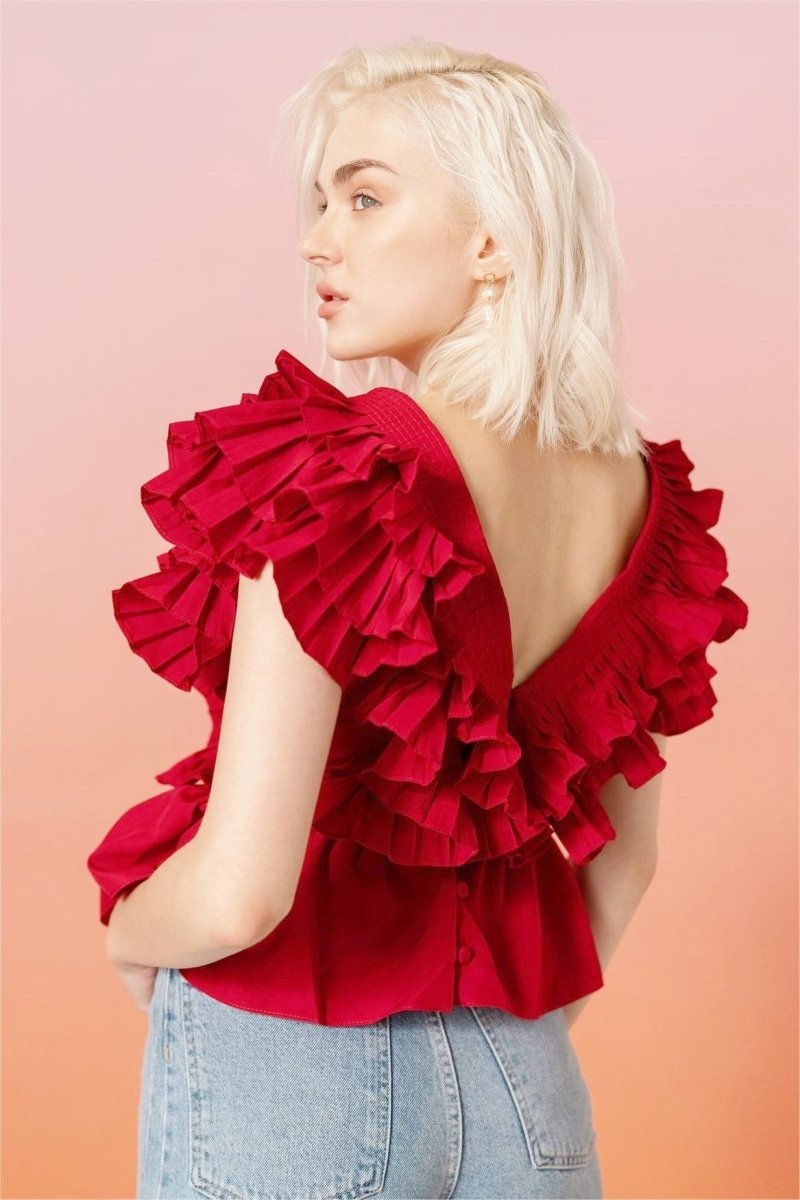 Helen Ruffle V-halsblouse