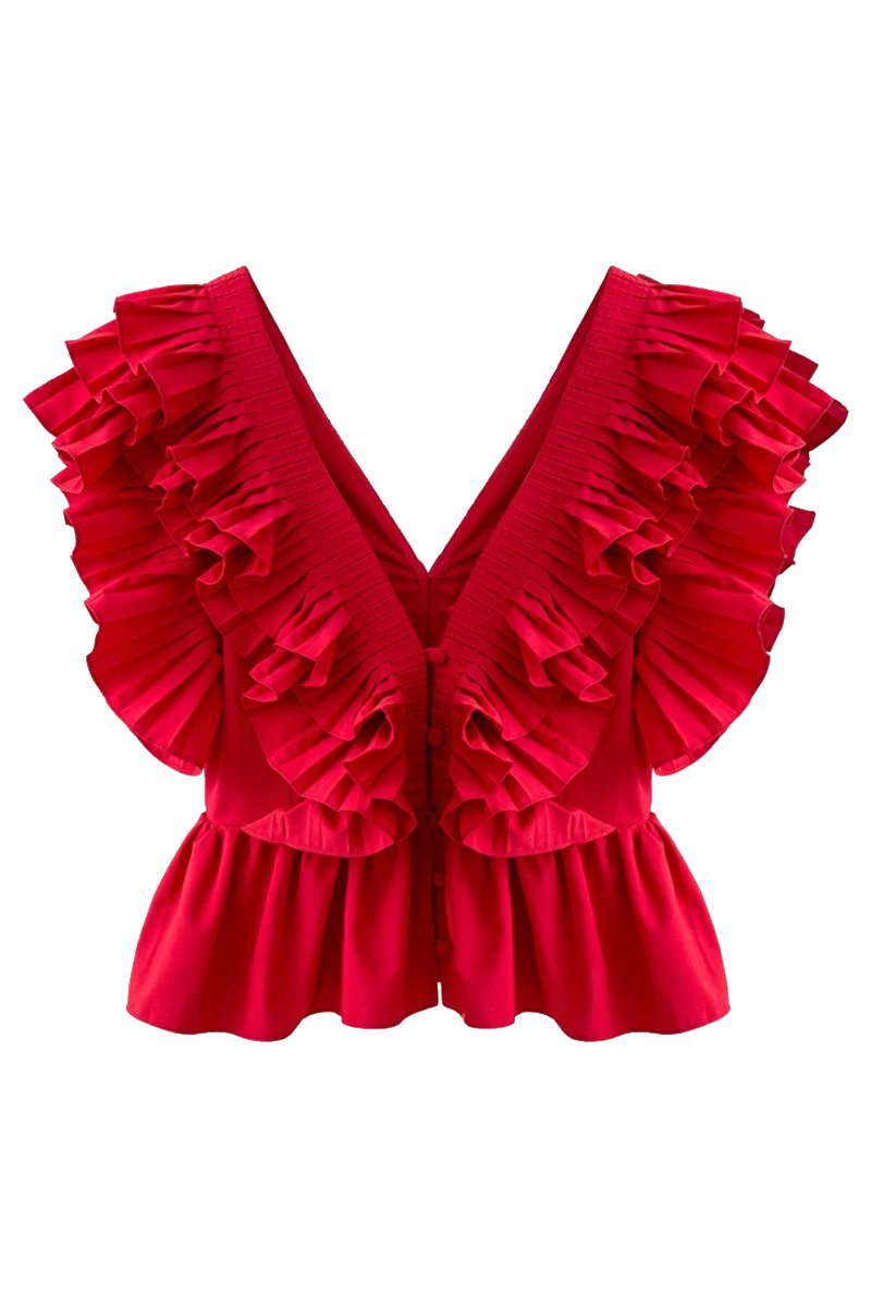 Helen Ruffle V-halsblouse