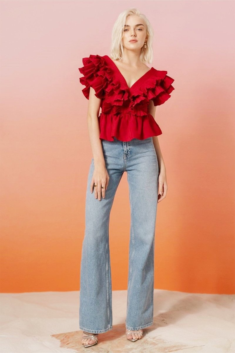 Helen Ruffle V-halsblouse